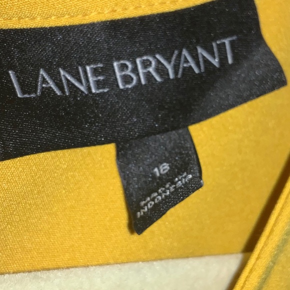 Lane Bryant Lena golden yellow flutter sleeve peplum top Sz 16 self tie waist - Picture 4 of 8